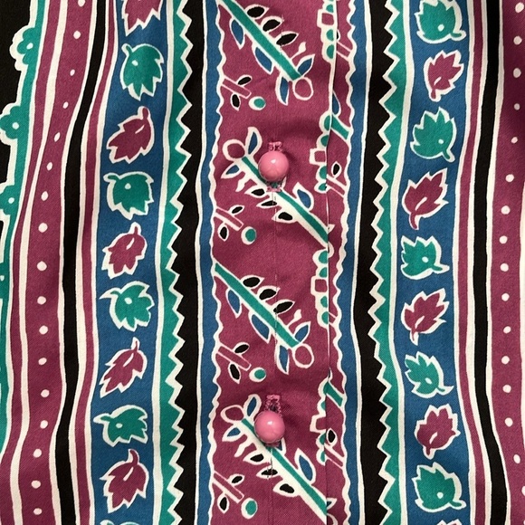 Cristin Stevens Vintage High Neck Lightweight Paisley Stripe Ruffle Blouse Top - Picture 11 of 14